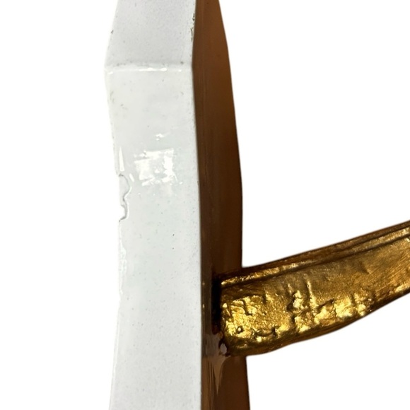 Cast Iron Deer/Buck Antlers Gold Painted on White Painted Metal Plaque - Picture 8 of 8